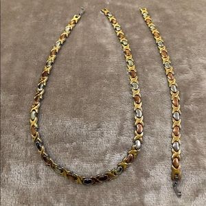 Stainless steel jewelry set 14k gold plated